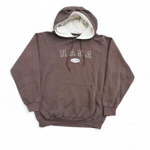 Vintage VTG 90’s Y2K Brown Earth Tone NASA Embroidered Logo Hoodie